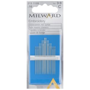 Milward Embroydery Needles 3-9 16pc