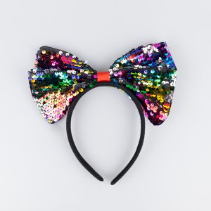 Headband with sequin bow / Rainbow