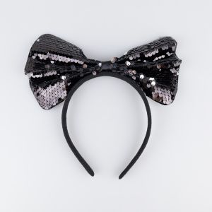 Headband with sequin bow / Black