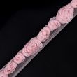 Floral ribbon on mesh 30 mm / Pink